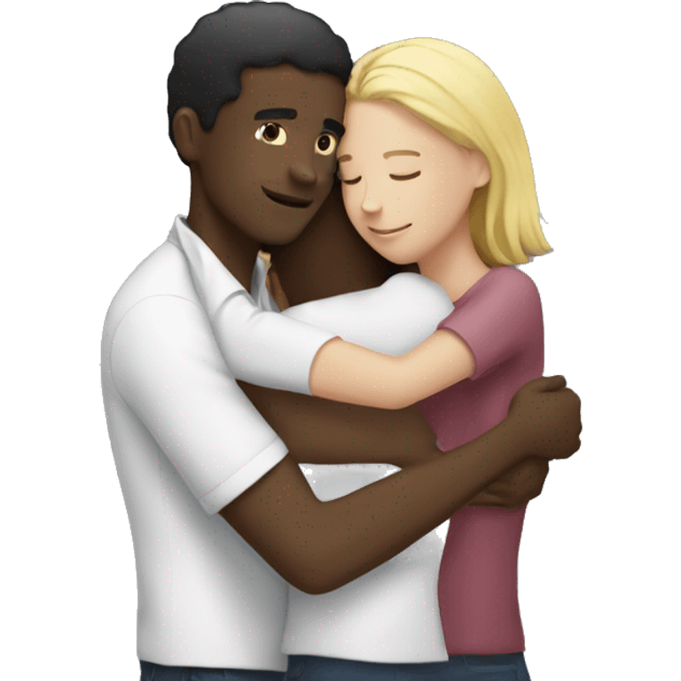 Black guy hugging two white girls emoji