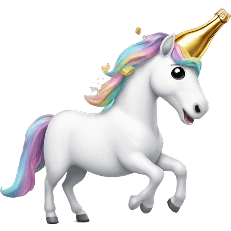 Unicorn Popping Champagne Bottle emoji