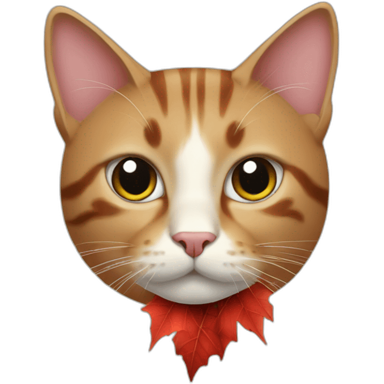 a cat with a red leaf emoji