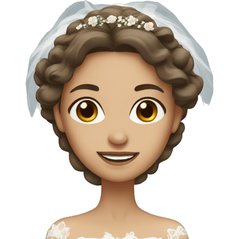 bride with brown long hair, brown eyes emoji