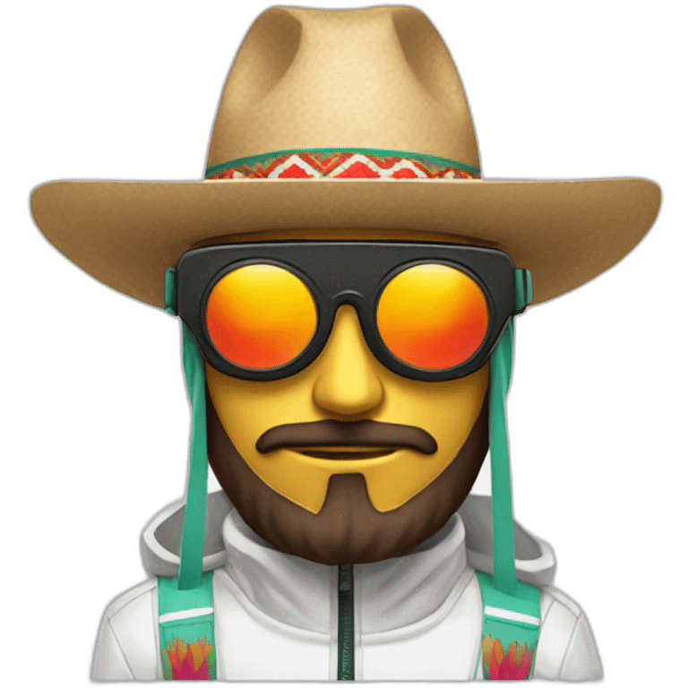 man with Mexican hat and large ski goggles emoji