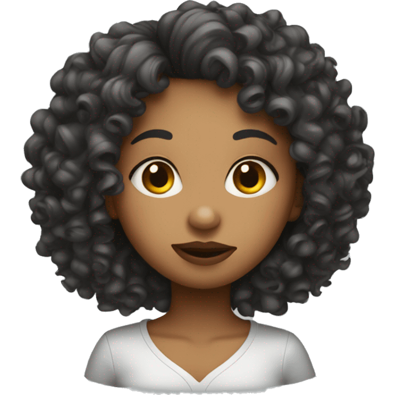 a curly girl with a kiss face emoji