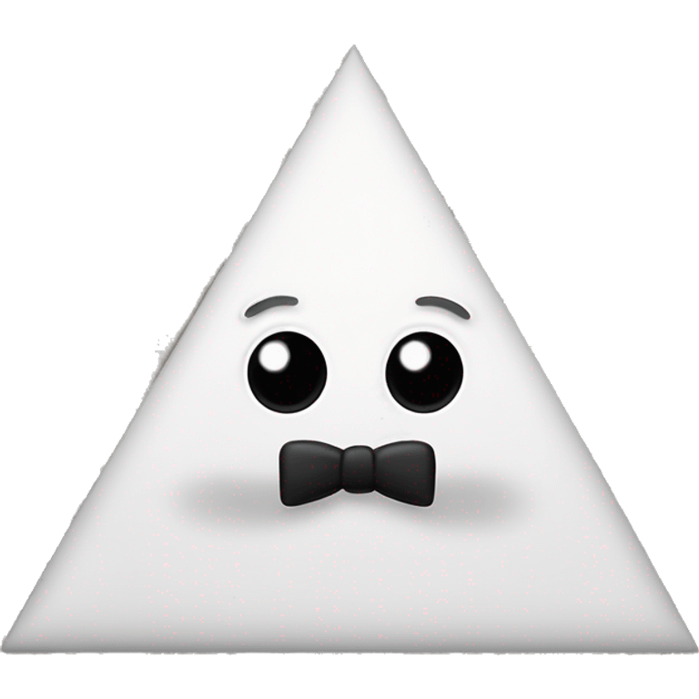 Triangle with black legs, black arms with 4 fingers (sharp), one eye, three eyelashes, bow tie emoji