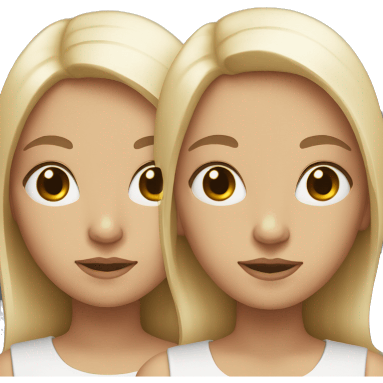 Two white sisters with middle straight hair emoji