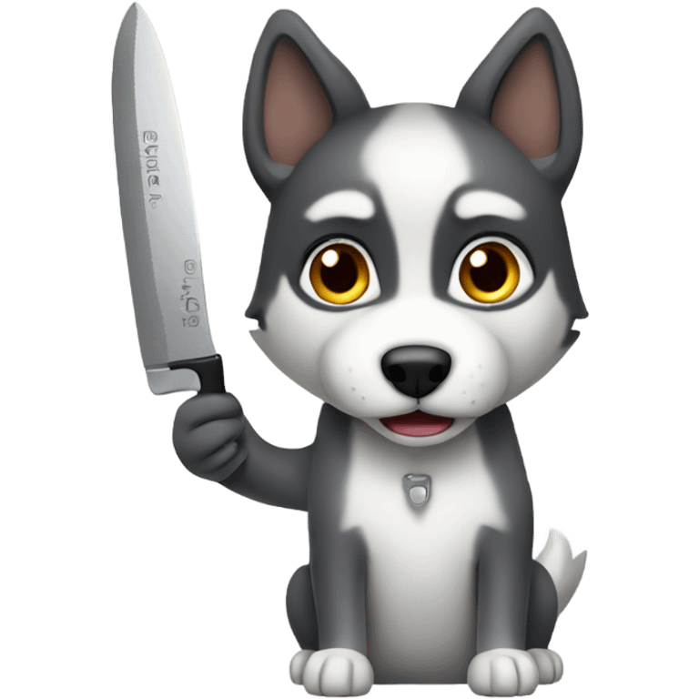 Husky mix holding a knife emoji