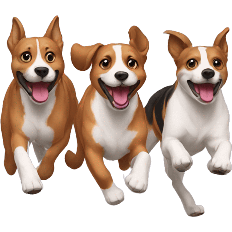 3 dogs  running together emoji