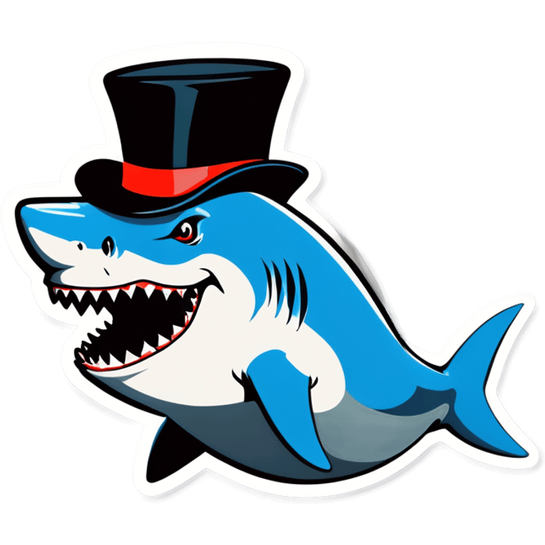 Shark with a top hat emoji