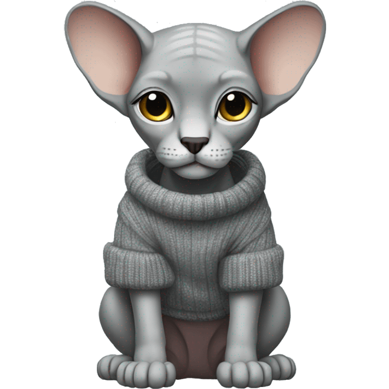 Gray Sphinx in a New Year's sweater emoji