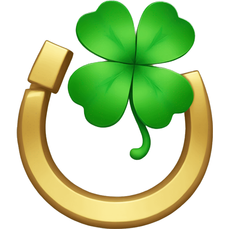 Gold horseshoe with four leaf clover  emoji