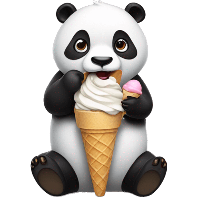 Panda eating ice cream emoji