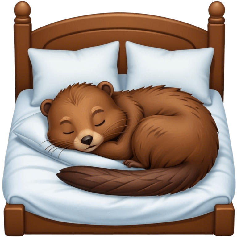 Beaver sleeping in bed emoji