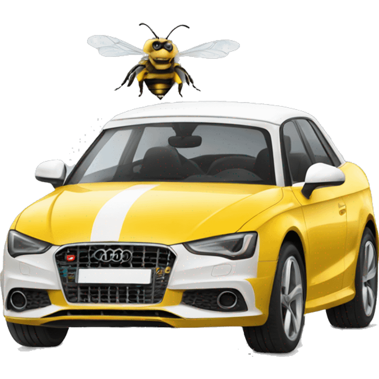 bee driving white Audi  emoji