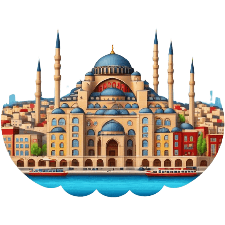 Cinematic Realistic Istanbul Pop Culture Emoji, depicted with a vibrant portrayal of the bustling cityscape rendered with lively textures and energetic, urban lighting. emoji