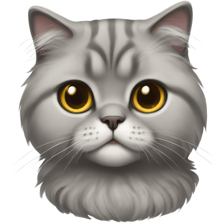 gray scottish fold long-hair cat emoji