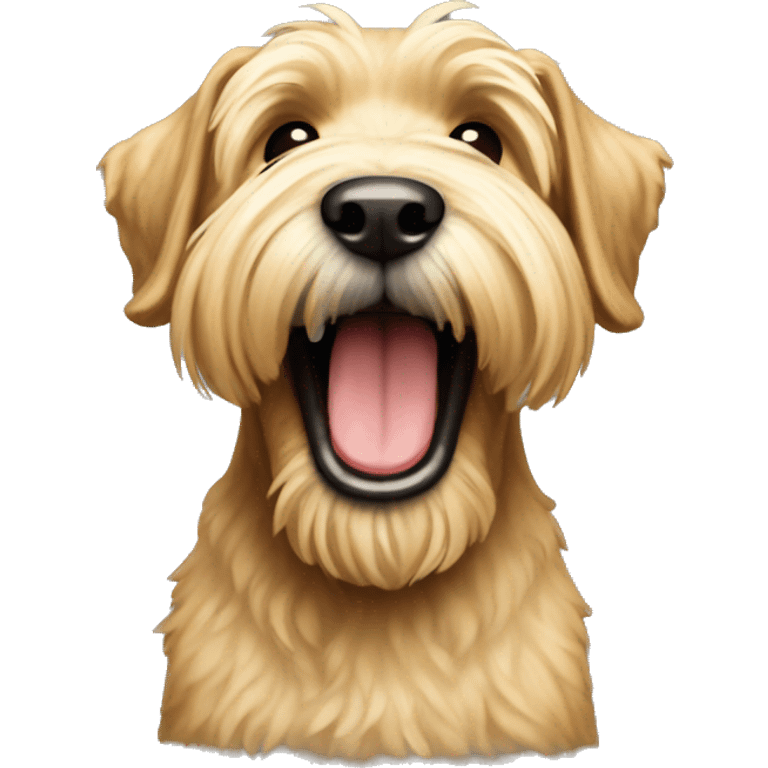 Wheaten terrier with big smile emoji