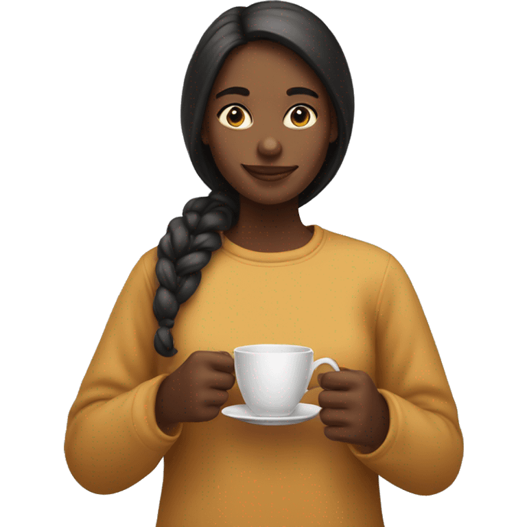 a girl holding a cup of tea  emoji