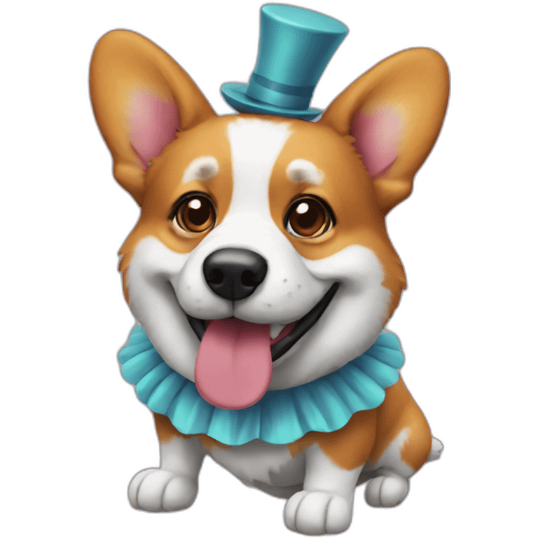 Full body Corgi dressed as a clown emoji