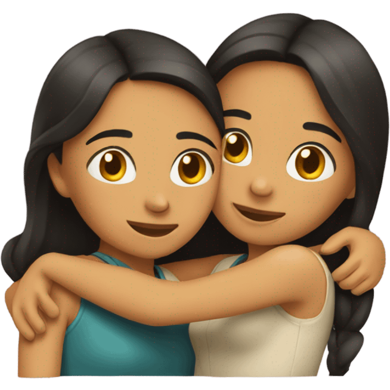 Two Mexican girls hugging emoji