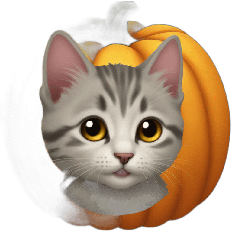 Very cute kitten Halloween pumpkin emoji