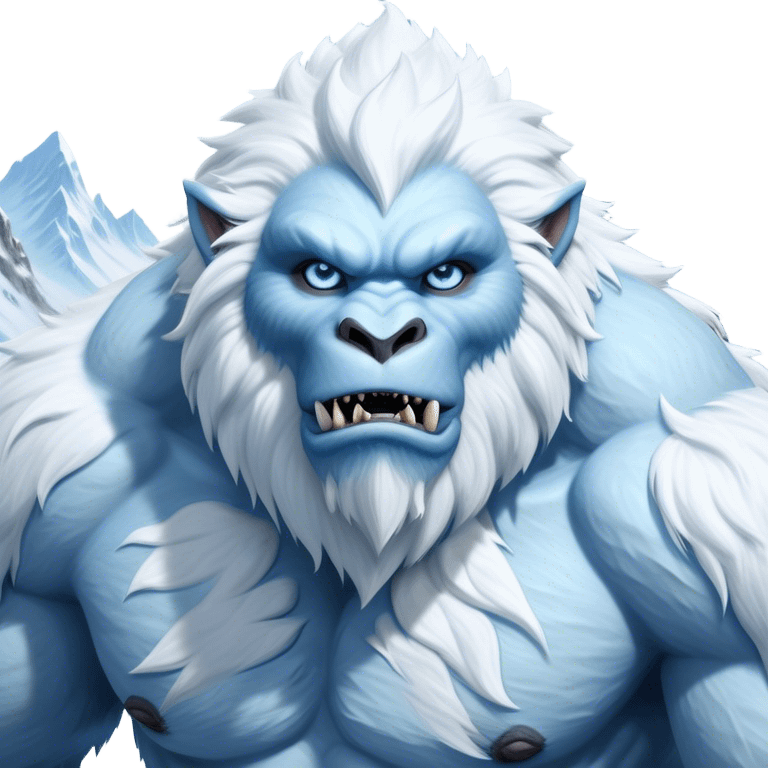 Cinematic Realistic WoW Yeti Portrait, depicted as a majestic, colossal creature of the frozen wilds, with thick, shaggy fur in pristine icy white and subtle pale blue highlights. His powerful, muscular frame and piercing ice-blue eyes exude ancient wisdom and raw strength. Rendered with lifelike texture and natural frosty lighting, high shine, noble and imposing, capturing the essence of a legendary yeti guardian. emoji