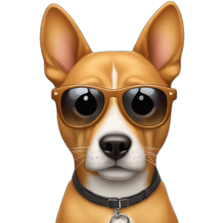 funny dog with sunglasses and cool cat emoji