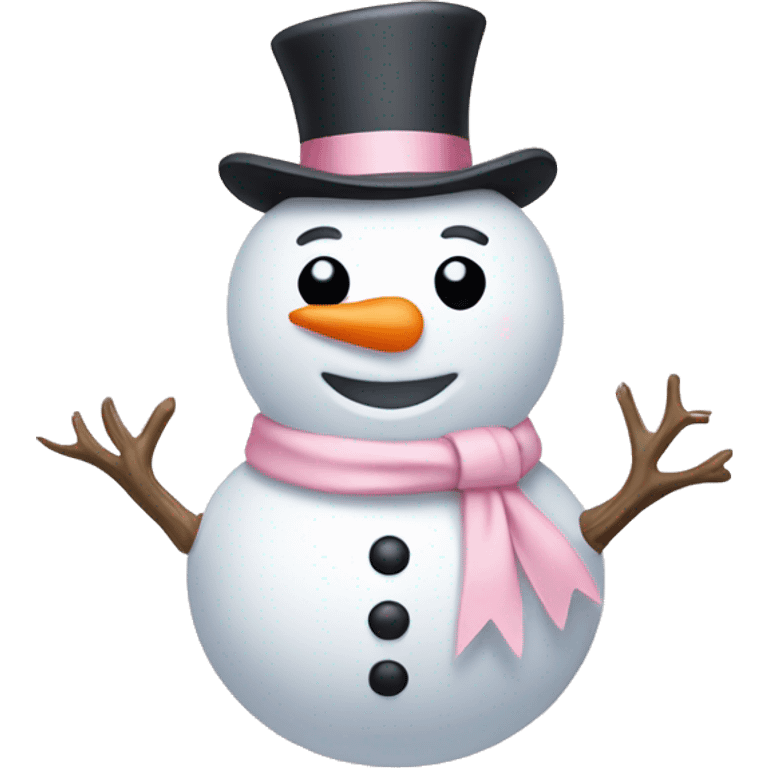 Snowman with a light pink bow emoji