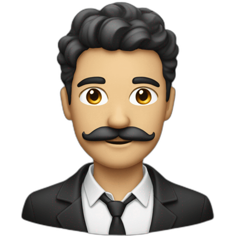 Homme avec les cheveux noirs et une moustache en brasee de 2cm emoji