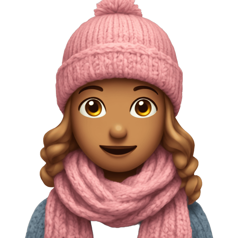 A girl in a warm knitted hat and scarf sends a heart emoji