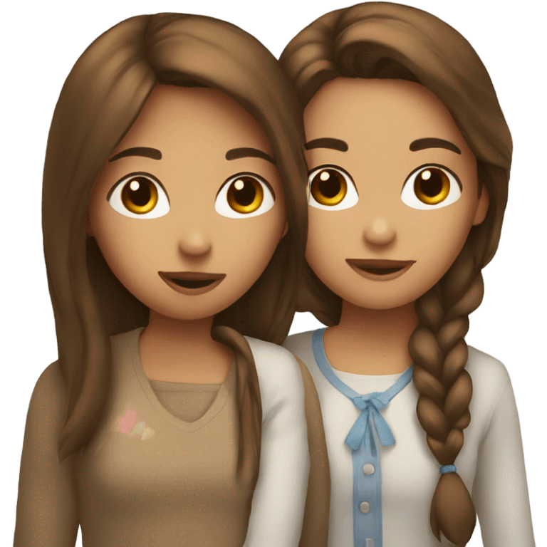 two girls with brown hair kissing emoji