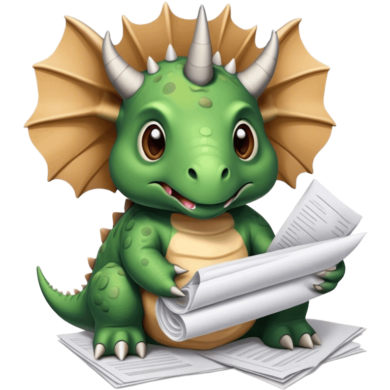 triceratops with a lot of papers emoji