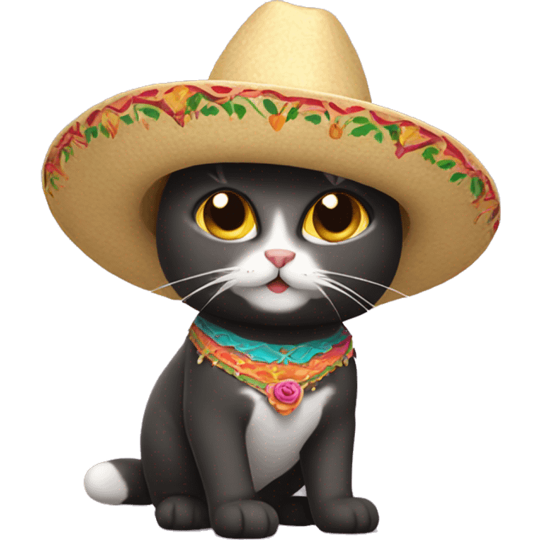 Cat wearing a mariachi hat emoji