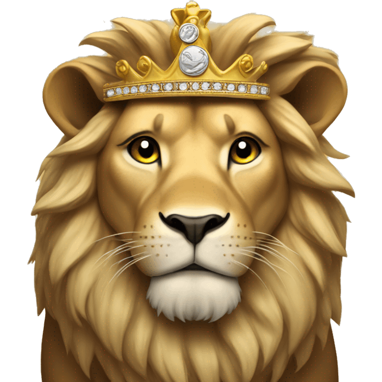 Lion with money crown and diamonds emoji