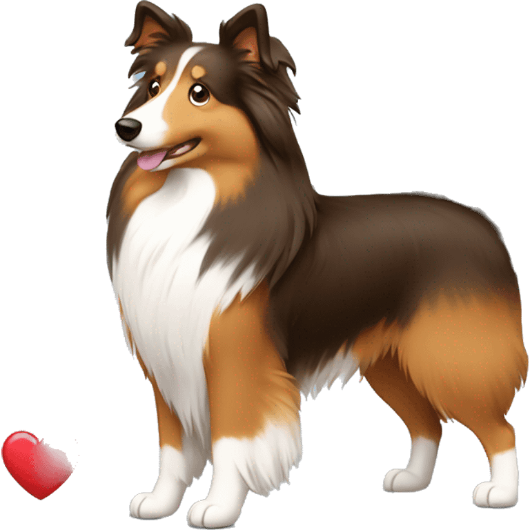 cartoon sheltie with heart emoji