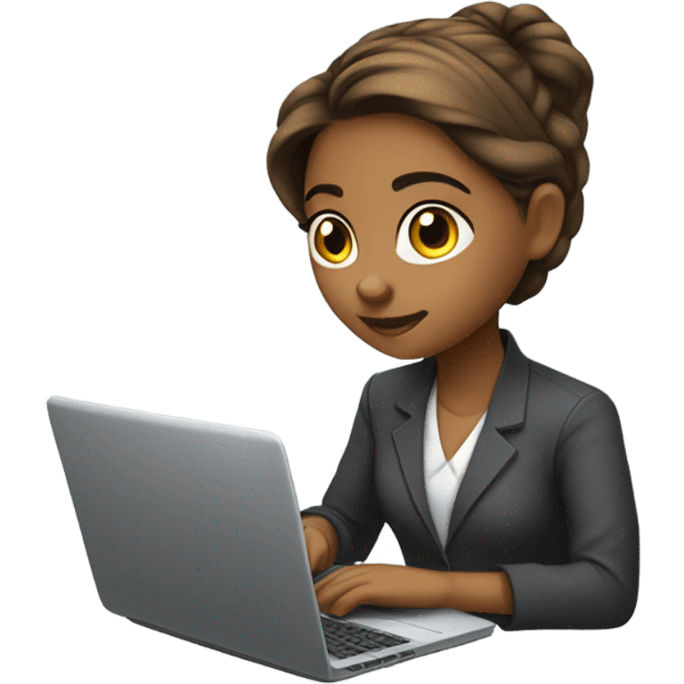 Medium hair light Brown girl, computer science intern with a laptop  emoji