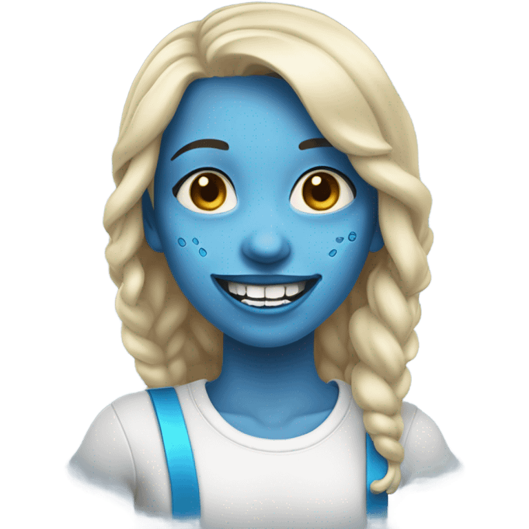 Blue girl with braces emoji