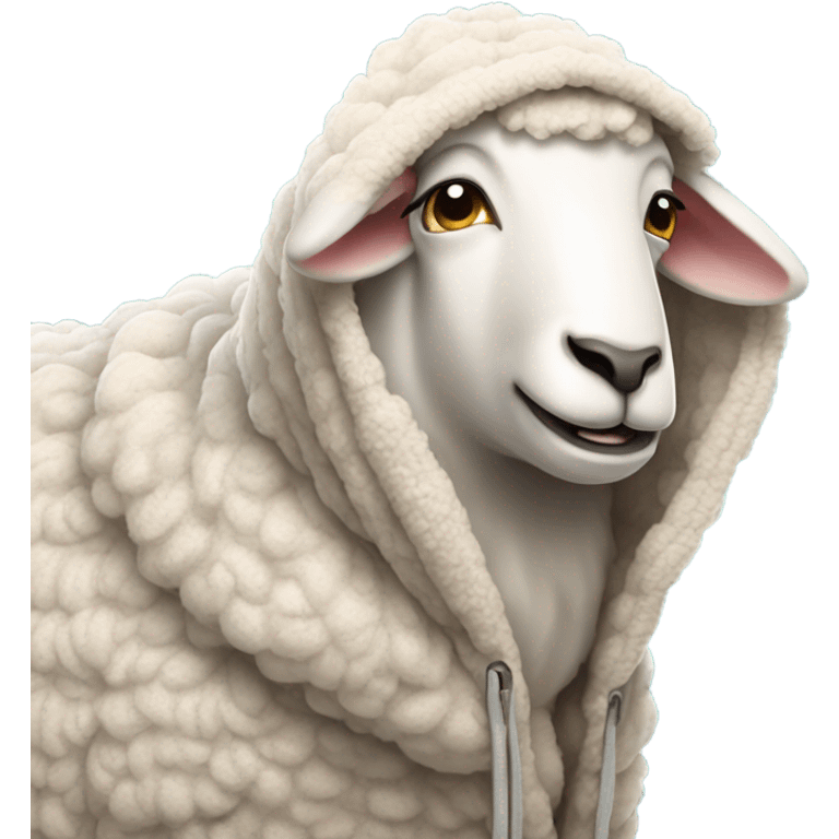 a sheep with a hoodie laughing  emoji