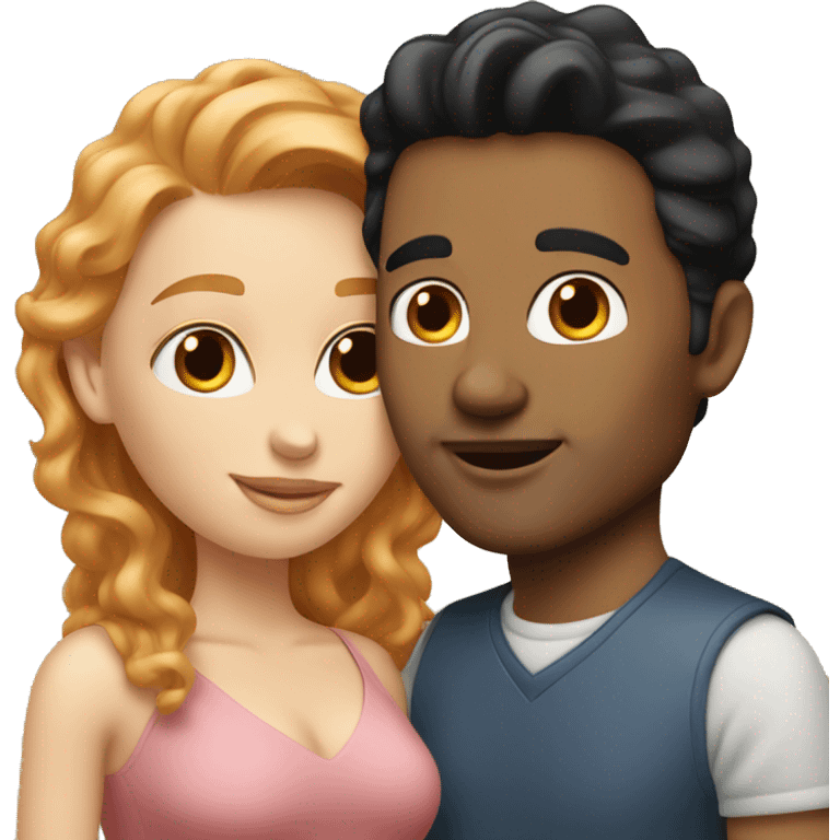 white man with black hair kissing woman with strawberry blonde hair emoji