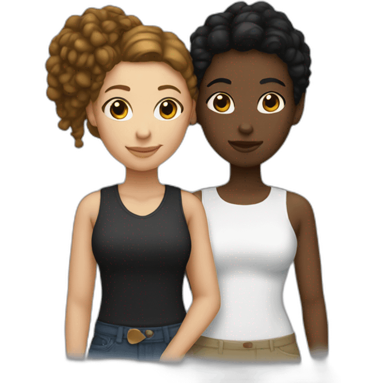 lesbian couple Black girl and White girl emoji