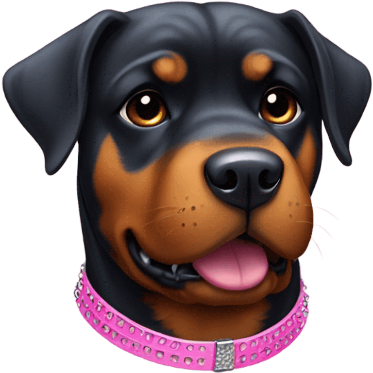 Rottweiler with a pink collar with studs  emoji