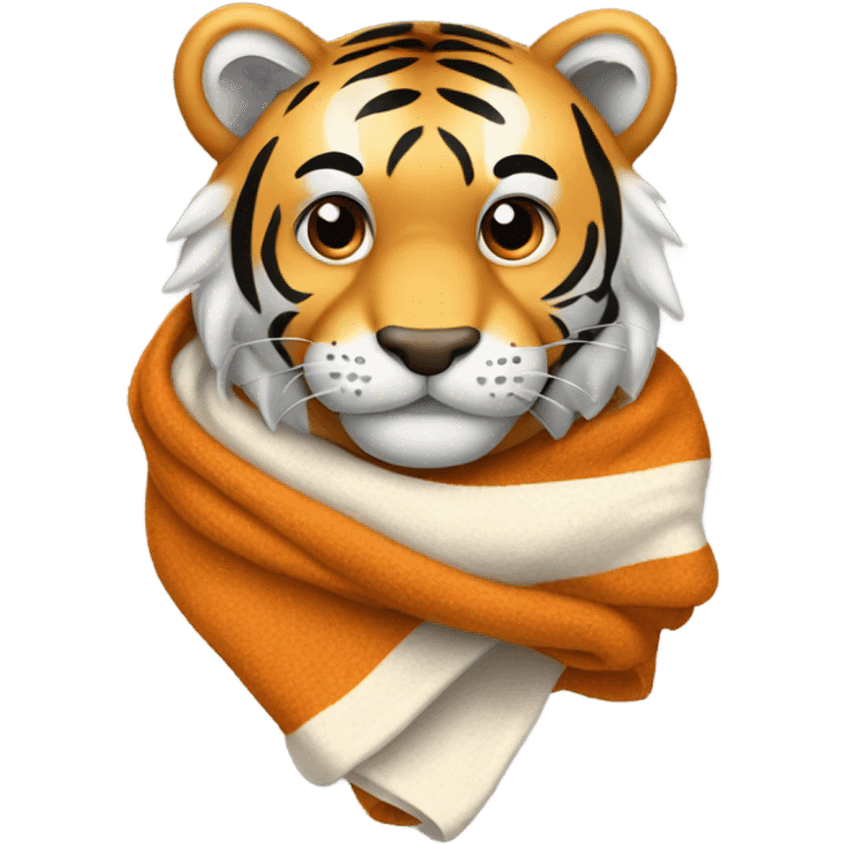 Cold tiger with scarf and blanket emoji