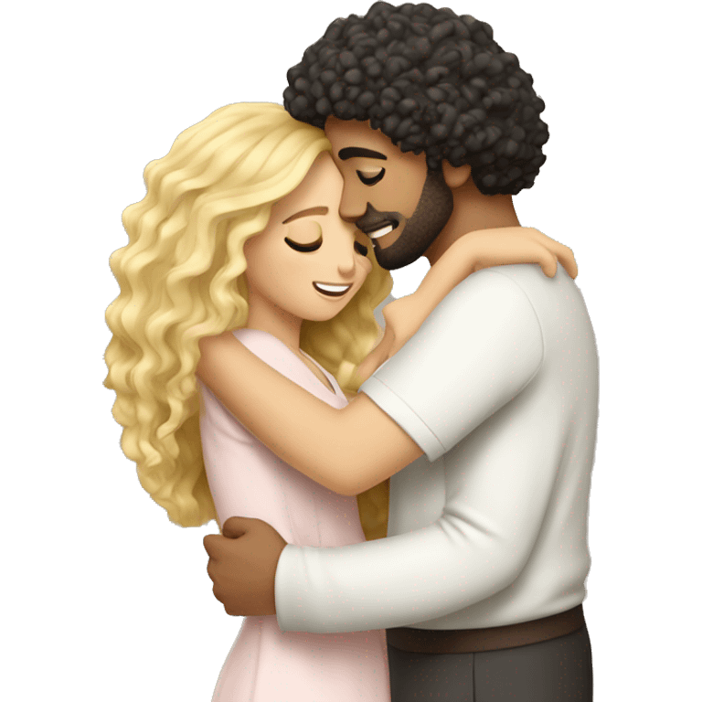 Arab Man curly hair hugging blonde girl  emoji