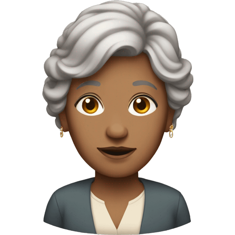 Trans lady with brown hair and old lady clothes emoji