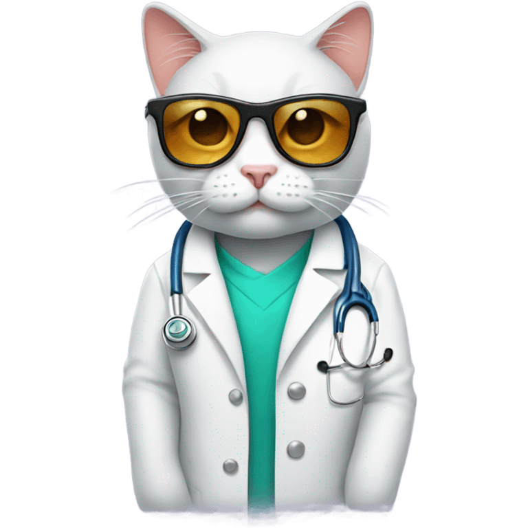 doctor cat with sunglasses emoji