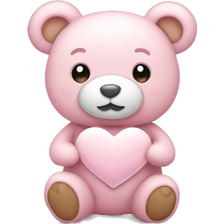 Light pink teddy bear with white heart emoji