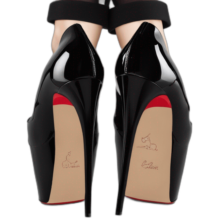 View from back Louboutin Black patent Leather Lady Peep Toe Platform emoji