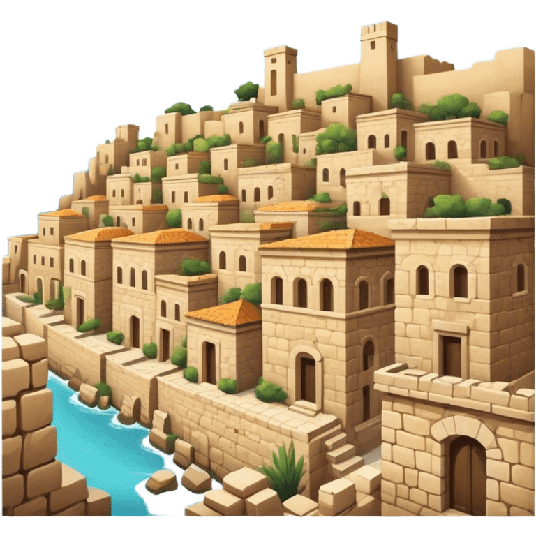 Byblos Old City Landmark Emoji – Portraying the historic stone houses, narrow streets, and Phoenician ruins. emoji