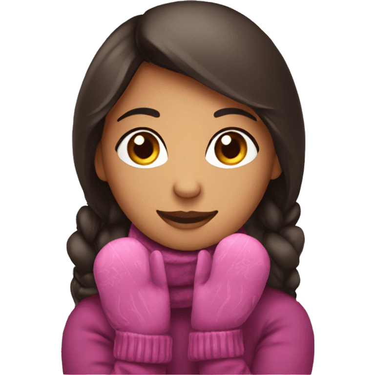 Hispanic Girl wearing mittens emoji