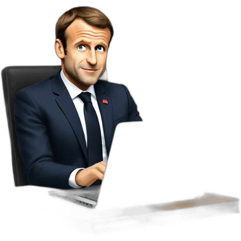 emmanuel macron using laptop emoji