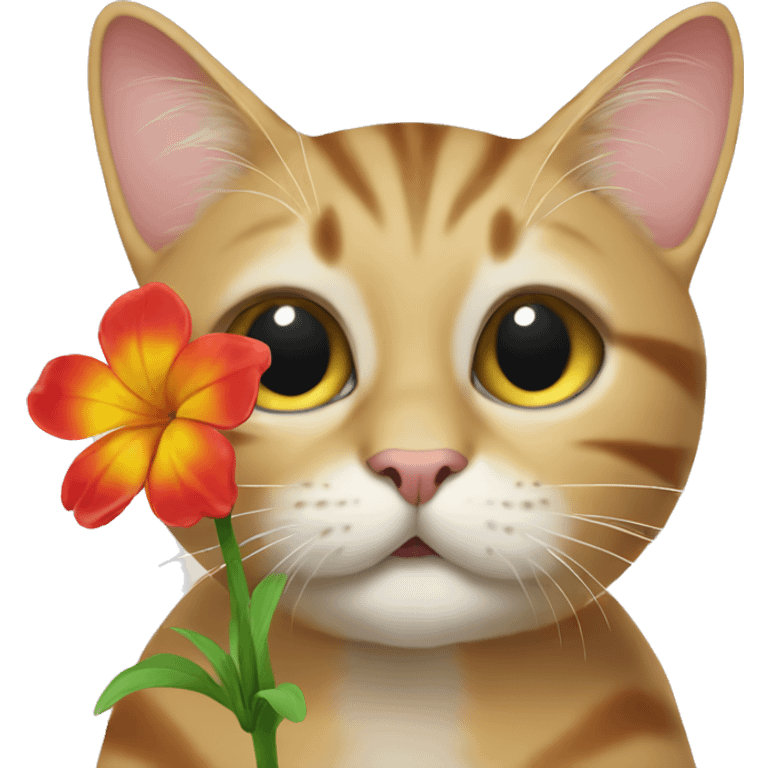 cat sniffing on a flower emoji