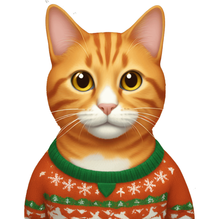 An orange cat in a Christmas sweater  emoji